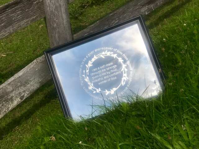 Custom Prayer Affirmation Mirror, Large Self Image, Engraved Etched Bar Mirror 16x20 - image 1