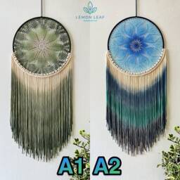 Hand-Dyed Macrame Dreamcatcher Boho Bedroom Wall Hanging - thumbnail 3