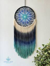 Hand-Dyed Macrame Dreamcatcher Boho Bedroom Wall Hanging - thumbnail 1
