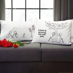 2 Year Anniversary Gift For Him Cotton Couple Wedding Her Boldloft Grow Old Pillowcases - thumbnail 3
