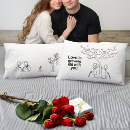 2 Year Anniversary Gift For Him Cotton Couple Wedding Her Boldloft Grow Old Pillowcases - thumbnail 2