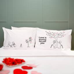 2 Year Anniversary Gift For Him Cotton Couple Wedding Her Boldloft Grow Old Pillowcases - thumbnail 1
