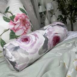 "Pink Grey Floral Design Bolster Cushion - Country Side Home Decor Accent Scatter Bed 16"" X 6"