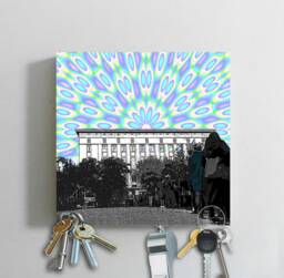 Key Board Wood 5 Magnets Holder W. Picture, Temple - Berghain, Berlin Friedrichshain