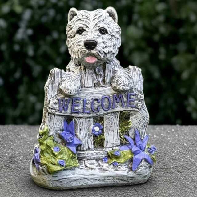 Stone Westie Dog Sculpture Concrete Terrier Yorkie Statue Cement Ornament Welcome Decoration Front Door Figurine Lover Gift - image 1