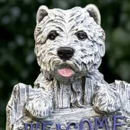 Stone Westie Dog Sculpture Concrete Terrier Yorkie Statue Cement Ornament Welcome Decoration Front Door Figurine Lover Gift - thumbnail 2