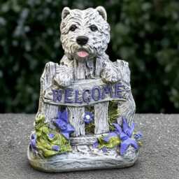 Stone Westie Dog Sculpture Concrete Terrier Yorkie Statue Cement Ornament Welcome Decoration Front Door Figurine Lover Gift - thumbnail 1