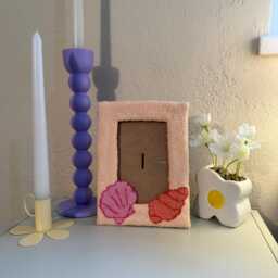Handmade Punch Needle Picture Frame - Home Decor 4x6 Wall Art Tufted Photo Cute Hanging Gift - thumbnail 2