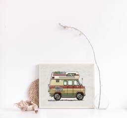 Custom Van Camper Bus - Travel Trailer Vanlife Happy Art Print- Whimsical Print Wall Decor Glamping - thumbnail 1