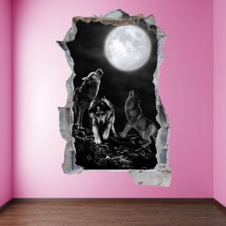 Wolf Wolves Howling Moon Dark Night Wall Sticker Mural Decal Print Art Home Office Decor Kh6 - thumbnail 3