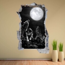 Wolf Wolves Howling Moon Dark Night Wall Sticker Mural Decal Print Art Home Office Decor Kh6 - thumbnail 2