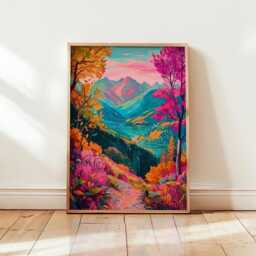 Abstract Mountains Print, Pink Wall Art, Gallery Living Room, Bedroom, Outdoors Prints 3016 - thumbnail 3