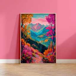 Abstract Mountains Print, Pink Wall Art, Gallery Living Room, Bedroom, Outdoors Prints 3016 - thumbnail 2