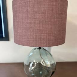 Handmade Drum Lampshade Linoso Lilac Linen Fabric - thumbnail 2