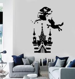Wall Vinyl Decal Fairy Tale Unicorn Castle Kids Children Mural Decor Art 1474Dz - thumbnail 1