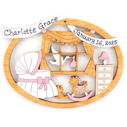 Personalized Baby's Room First Christmas Ornament - Wood, Laser Cut, Hand Painted - thumbnail 1