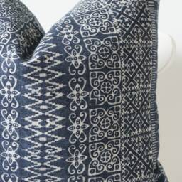 Indigo Neutral Tribal Hemp Hand Woven Natural Dye Color Lumbar Pillow Cover - thumbnail 2