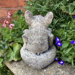 Reconstituted Stone Garden Small Welcome French Bulldog Ornament - thumbnail 4