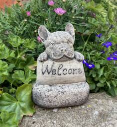 Reconstituted Stone Garden Small Welcome French Bulldog Ornament