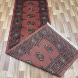 2.6x8 Pink Color Bokhara Rug - Runner Hallway Luxury Bukhara Fine Quality Woolen Afghan - thumbnail 4