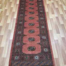2.6x8 Pink Color Bokhara Rug - Runner Hallway Luxury Bukhara Fine Quality Woolen Afghan - thumbnail 2