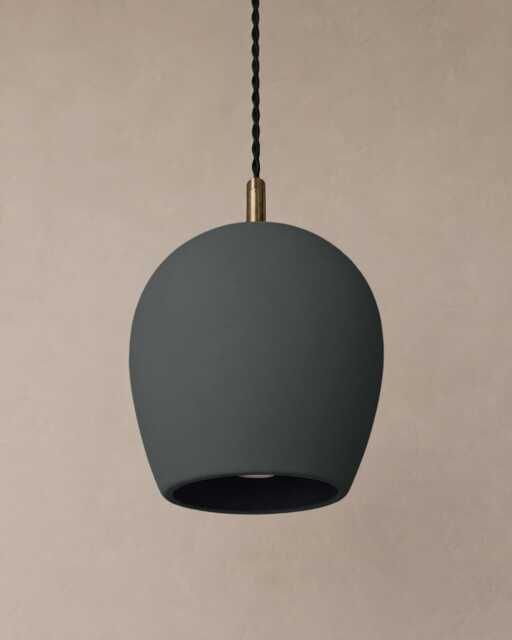 Tulipano - Ceramic Pendant Ceiling Light Handmade Minimalist Round Hanging Fixture in Shadow Charcoal Gray - image 1