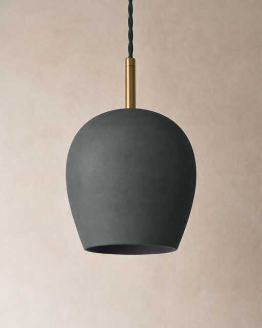 Tulipano - Ceramic Pendant Ceiling Light Handmade Minimalist Round Hanging Fixture in Shadow Charcoal Gray - image 1