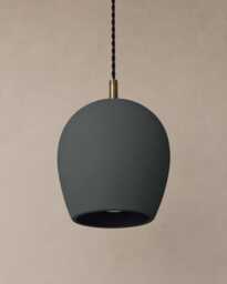 Tulipano - Ceramic Pendant Ceiling Light Handmade Minimalist Round Hanging Fixture in Shadow Charcoal Gray