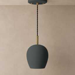 Tulipano - Ceramic Pendant Ceiling Light Handmade Minimalist Round Hanging Fixture in Shadow Charcoal Gray - thumbnail 2