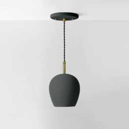 Tulipano - Ceramic Pendant Ceiling Light Handmade Minimalist Round Hanging Fixture in Shadow Charcoal Gray - thumbnail 2