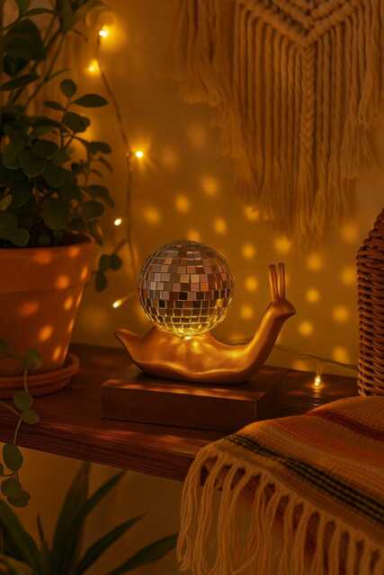Disco Ball Snail Decor 70S Retro Glass Mirror Tile Figurine - image 1