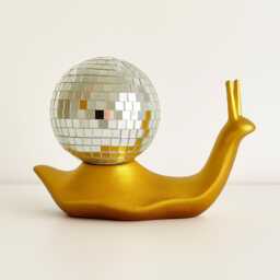 Disco Ball Snail Decor 70S Retro Glass Mirror Tile Figurine - thumbnail 3