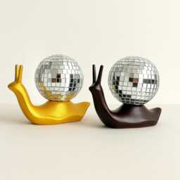 Disco Ball Snail Decor 70S Retro Glass Mirror Tile Figurine - thumbnail 2