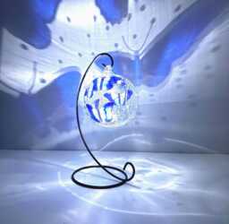 Hand Painted Blue Butterfly Candle Holder - Unique Stain Glass Gift