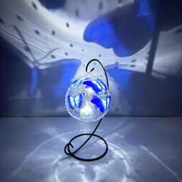Hand Painted Blue Butterfly Candle Holder - Unique Stain Glass Gift - thumbnail 4