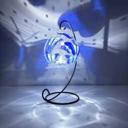 Hand Painted Blue Butterfly Candle Holder - Unique Stain Glass Gift - thumbnail 2