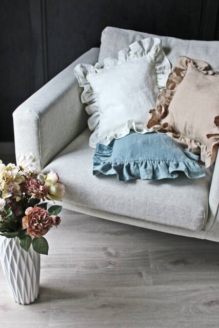 Linen Ruffle Pillowcase Envelope Style Pillow Case Cushion Covers Natural Stonewashed Soft - image 1