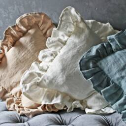 Linen Ruffle Pillowcase Envelope Style Pillow Case Cushion Covers Natural Stonewashed Soft - thumbnail 3