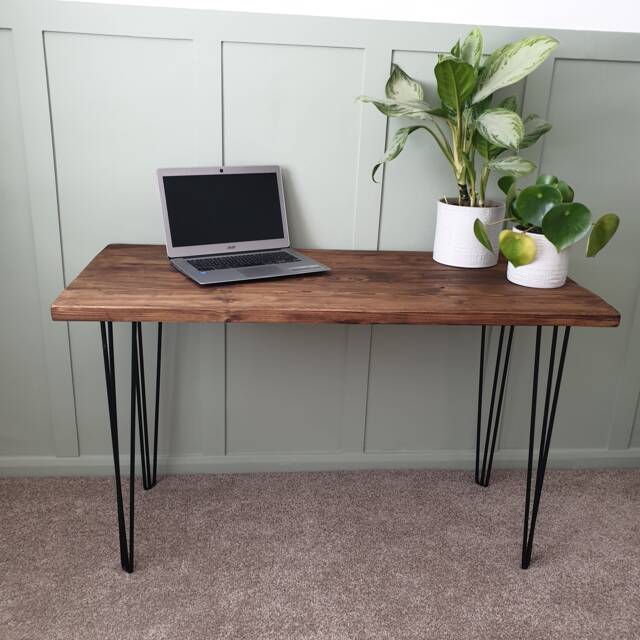 Wooden Desk - Home Rustic Hairpin Industrial Office Computer Table - image 1