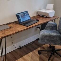 Wooden Desk - Home Rustic Hairpin Industrial Office Computer Table - thumbnail 3