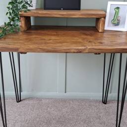 Wooden Desk - Home Rustic Hairpin Industrial Office Computer Table - thumbnail 2