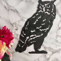 Watching Tawny Owl Barn Wildlife Brushed Steel Home Wall Art Interior Design Metal Present Gift Idea - thumbnail 3