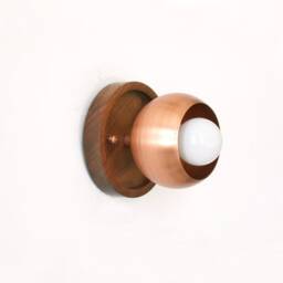 Copper Eyeball Shade & Walnut Wall Fixture Light Sconce Vanity Kitchen Foyer - thumbnail 4