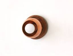 Copper Eyeball Shade & Walnut Wall Fixture Light Sconce Vanity Kitchen Foyer
