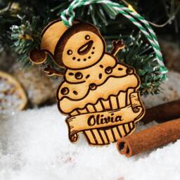 Personalised Baking Christmas Ornament Cupcake Baker Wood Custom Bauble Laser Engraved Rustic Wooden Name Tree Decoration Irish - thumbnail 2