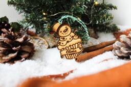 Personalised Baking Christmas Ornament Cupcake Baker Wood Custom Bauble Laser Engraved Rustic Wooden Name Tree Decoration Irish