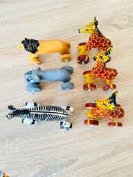Africa Handcrafted Animals/Wooden Safari Animals/Animal Art Decor/Handmade Animal Sculpture/Animal On Wheel