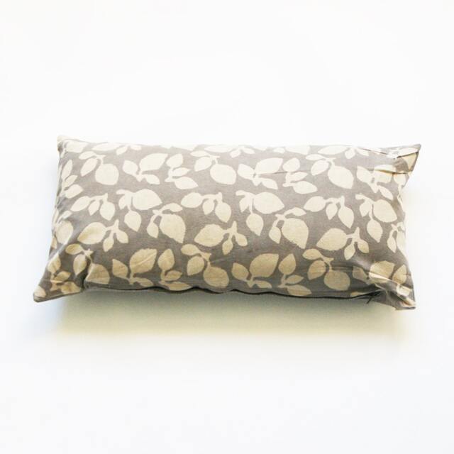 Grey Leaf Lumbar Pillow Sham-Hand Block Printed - 12x24 Cotton Throw Cover - image 1