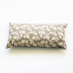 Grey Leaf Lumbar Pillow Sham-Hand Block Printed - 12x24 Cotton Throw Cover - thumbnail 1