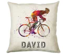 Personalised Cycling Cushion Gift Boys Girls Bedroom Printed Name Design - Birthday Pillow Sport Competition Decor Cs271 - thumbnail 1